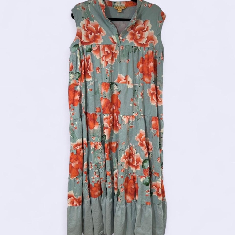 April Cornell Floral Dress - Green and Orange